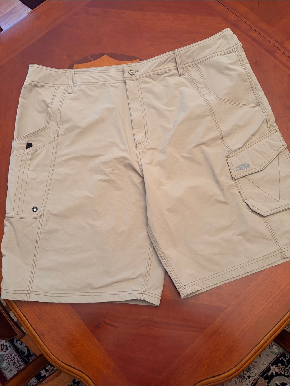 AFTCO Men's Khaki Cargo Shorts - Lightweight Utility Style